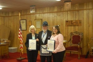 Also at the May 18 award event, Fuqua School President Ruth S. Murphy (left) and Fuqua School Student Advisor Paula Parkhurst (right) received the Grand Lodge of Virginia AF & AM Community Builder’s Award from Worshipful Master John H. Butler.