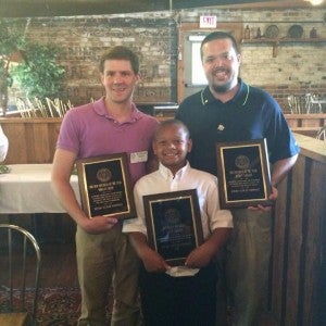 Other recognitions included, from left, new Rotarian of the Year Morgan Greer, Honorary Rotarian Jalen Sargent and Rotarian of the Year and Club President 2015-16 Jeffrey Sargent.