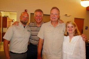 While at Bear Creek Lake State Park, Gov. McAuliffe visited with Park Manager Charlie Whalen, far left, State Parks Director Craig Seaver, second from right and Secretary of Natural Resources Molly Ward, far right.
