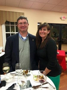 Enjoying the gourmet meal are Rotarian John Miller and wife, Megan.