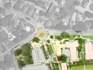 This is a drawing of a proposed roundabout at High Street and Griffin Boulevard. (Photo provided by Longwood University)
