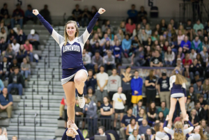 Senior cheerleader Lauren Giles. (Photo by Mike Kropf | Longwood University)