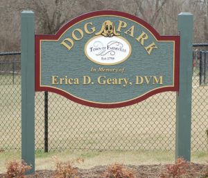 Dr. Mark French was instrumental in establishing Farmville’s dog park named in memory of Dr. Erica Geary.