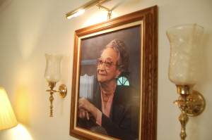 A portrait of Marian Gray Thomas hangs in the funeral home.