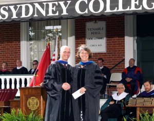 Dr. Julia Palmer, associate professor of modern languages, was the recipient of the Cabell Award for outstanding classroom teaching. With Palmer is Dr. Walter McDermott.