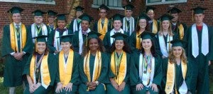 Several seniors graduated with honors at Buckingham County High School recently. Pictured are, from left, front, Shelby Stout, Sierra Jones, Damaro Gough, Alexandra Ayala, Sydney Shifflett, Jenna Reeves, middle, Sam Chandler, Kevin Hickman, Sierra Gough, Bradley Gough, Stephen Smith, Hannah Ragland, Hannah Bruschi, back, John Caldwell, Ronnie Bagby, Seth Davis, Michael Allen, Clinton Toney and Austin Williams. Not pictured is Adriana Coleman. 