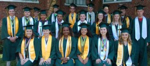 Several seniors graduated with honors at Buckingham County High School recently. Pictured are, from left, front, Shelby Stout, Sierra Jones, Damaro Gough, Alexandra Ayala, Sydney Shifflett, Jenna Reeves, middle, Sam Chandler, Kevin Hickman, Sierra Gough, Bradley Gough, Stephen Smith, Hannah Ragland, Hannah Bruschi, back, John Caldwell, Ronnie Bagby, Seth Davis, Michael Allen, Clinton Toney and Austin Williams. Not pictured is Adriana Coleman.
