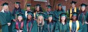 Numerous graduates received certificates in cosmetology and nursing from Southside Virginia Community College. Pictured are, from left, front, Destanie Smith, Alicea Johnson, Kaitlin Shumaker, Amy Mast, Casey Ownby, Kadesia Thompson, back row, Aulbrie Farmer, Tierra Brown, Sierra Gough, Ty’Shae Johnson, Taquira Bartee, Atavia Watson, Kobe Barr and Jenna Taylor. 