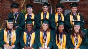Students of the Governor’s School of Southside Virginia were graduates of the Class of 2016. Pictured are, from left, front, Shelby Stout, Angelique Briley, Emily Todt, Tiara Bolden, Charlotte Powell, back row, Zachary Baird, Henry Jones, Kobe Barr, Ricardo Vallejo and Austin Williams.