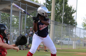 FARRAH SCHMIDT PEFYA Debs right fielder Alexis Gayles awaits the pitch during the 2016 Dixie Softball Debs World Series in Louisiana on Sunday.