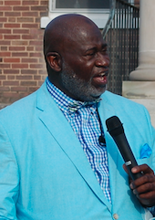JORDAN MILES | HERALD Khalil W. Latif, a criminal defense attorney, speaks during the memorial service about diversity in the community.