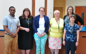 New Cumberland Middle School teachers pictured are, from left, Ernest “E.J.” Allen, June Millacci, Heather Meadows, Ann Langston, Wendy Tillett (returning assistant principal) and Miranda Gresham.