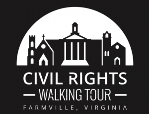 JORDAN MILES | HERALD Stencils designate the locations of the first phase of the Civil Rights Walking Tour in Farmville.
