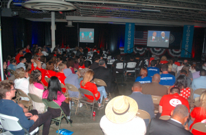 JORDAN MILES | HERALD About 250 Democrats filled the STEPS Centre Tuesday to watch U.S. Sen. Tim Kaine and Indiana Gov. Mike Pence debate in Longwood University’s Willett Hall.