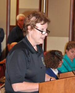 JORDAN MILES | HERALD Incoming BVCRS president Lisa Dunkum addresses county supervisors.