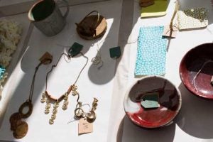 Several jewelry items were available for purchase.