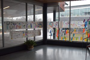 BRIAN KLINGENFUS | HERALD Members of the Student Leaders Club have displayed banners and signs around the school for its Purposeful Acts of Kindness project.