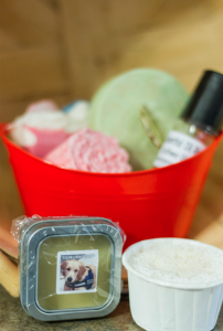 Pictured are a sampling of products available through Webb’s Clean Living Soaps with 10 percent of sales going to the Southside SPCA.