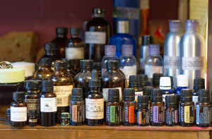 A wide variety of oils sit on Webb’s shelf in her home where she likes to create an array of toiletries from scratch.