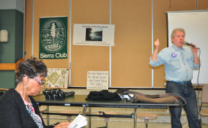 JORDAN MILES | HERALD Ernie Reed talks about ways opponents can stop the proposed Atlantic Coast Pipeline while Marie Gillespie listens.