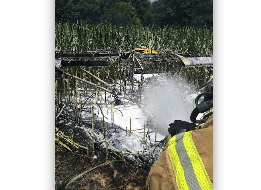 Plane runs out of fuel midair, crashes in cornfield on Moore Road